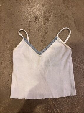Brandy Melville White Cami with Gray Lace Trim